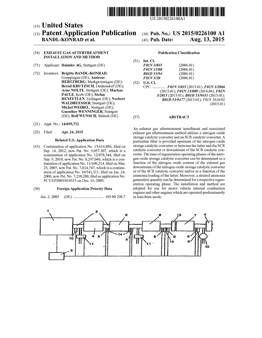 Exhaust Gas Aftertreatment Installation and Method - diagram, schematic, and image 01