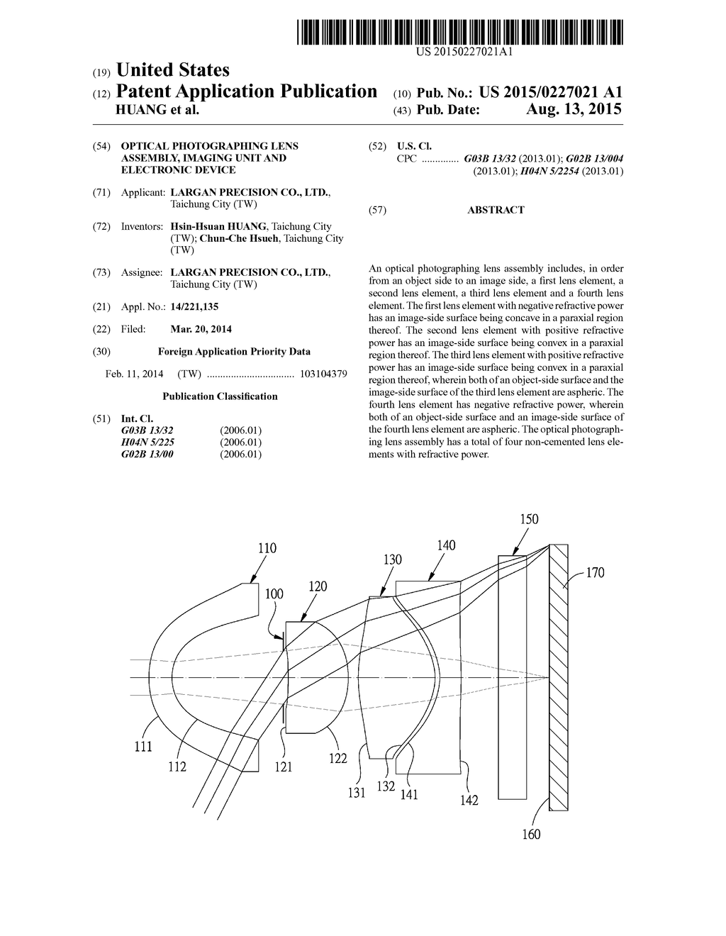 OPTICAL PHOTOGRAPHING LENS ASSEMBLY, IMAGING UNIT AND ELECTRONIC DEVICE - diagram, schematic, and image 01