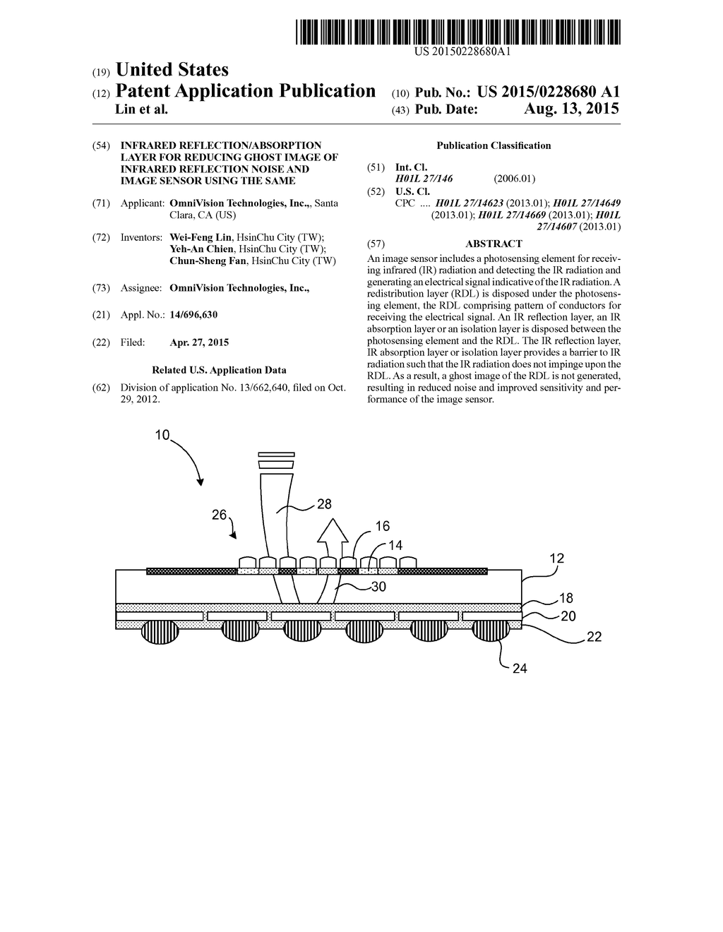 Infrared Reflection/Absorption Layer For Reducing Ghost Image of Infrared     Reflection Noise And Image Sensor Using the Same - diagram, schematic, and image 01