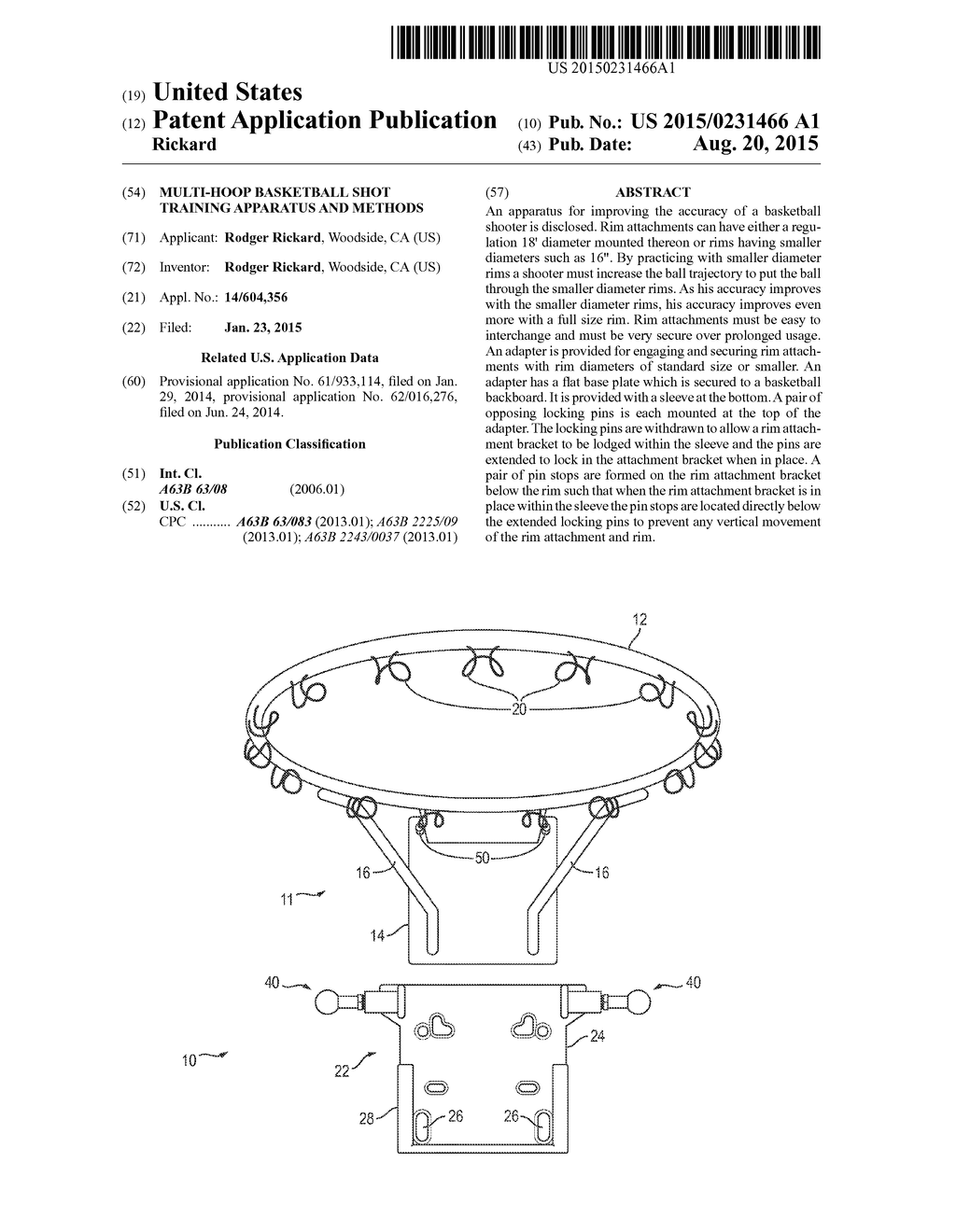 MULTI-HOOP BASKETBALL SHOT TRAINING APPARATUS AND METHODS - diagram, schematic, and image 01