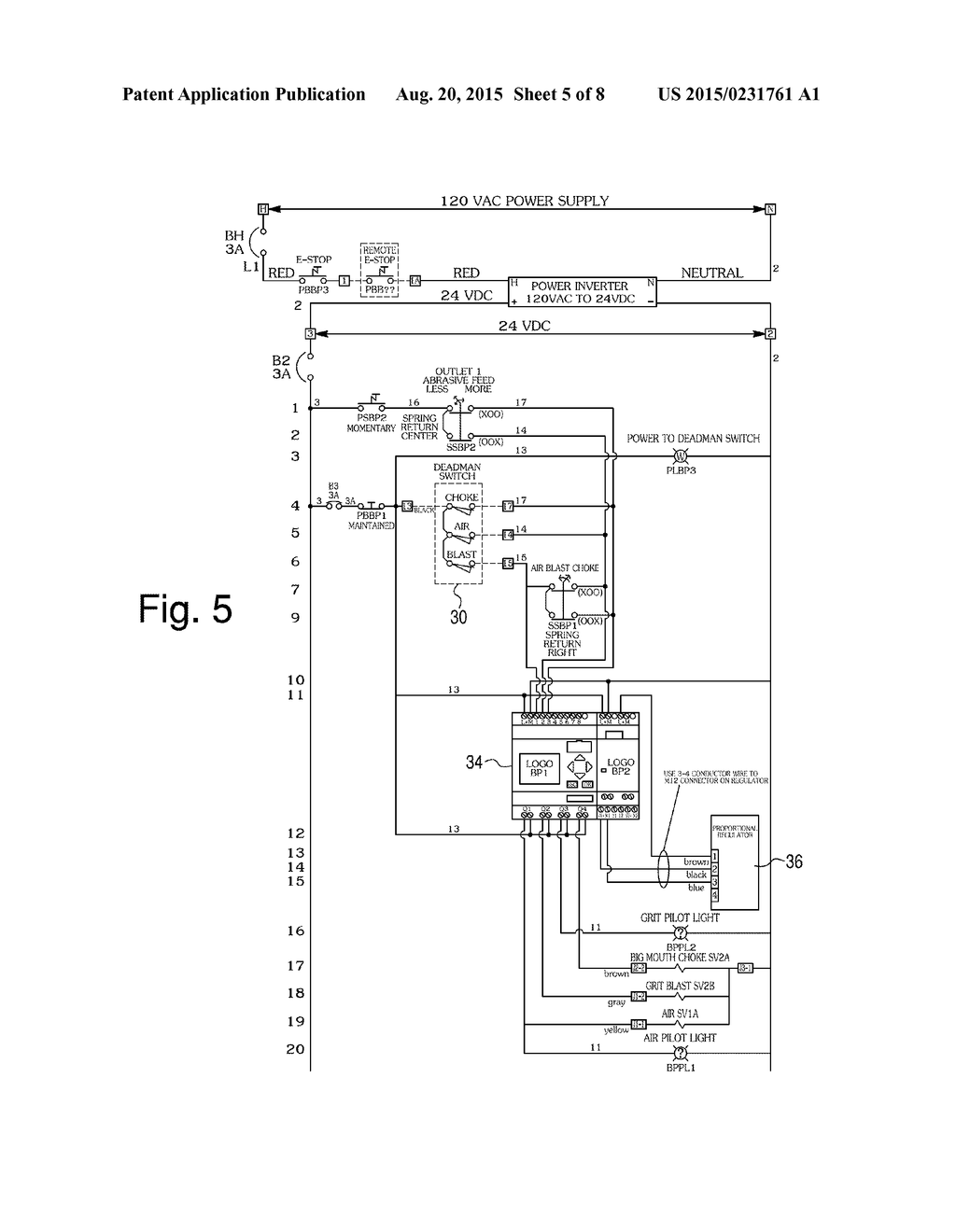 ABRASIVE BLASTING APPARATUS FOR REMOTELY ACTIVATING AND MODULATING FLOW OF     ABRASIVE BLASTING MATERIAL - diagram, schematic, and image 06