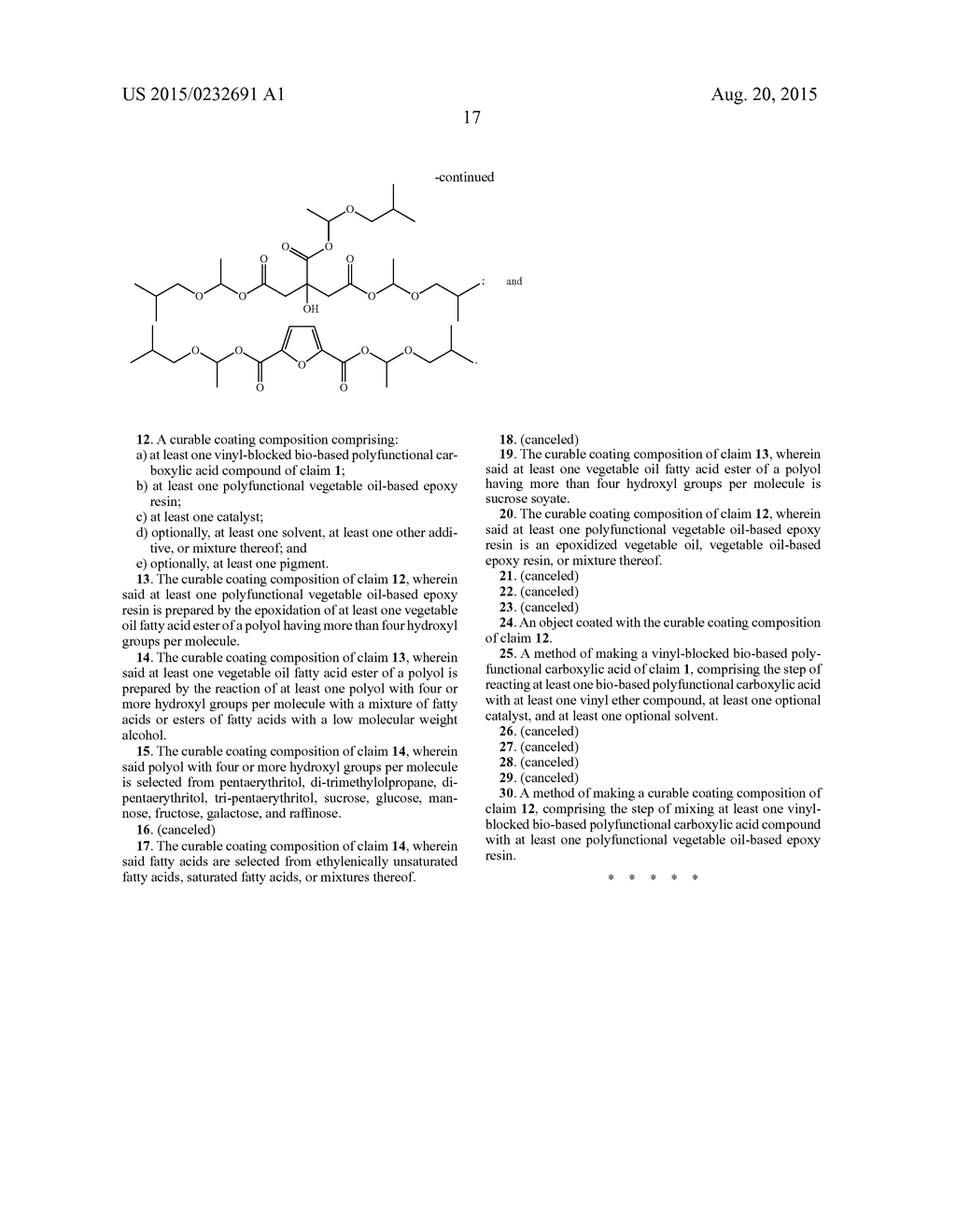 BLOCKED BIO-BASED CARBOXYLIC ACIDS AND THEIR USE IN THERMOSETTING     MATERIALS - diagram, schematic, and image 23