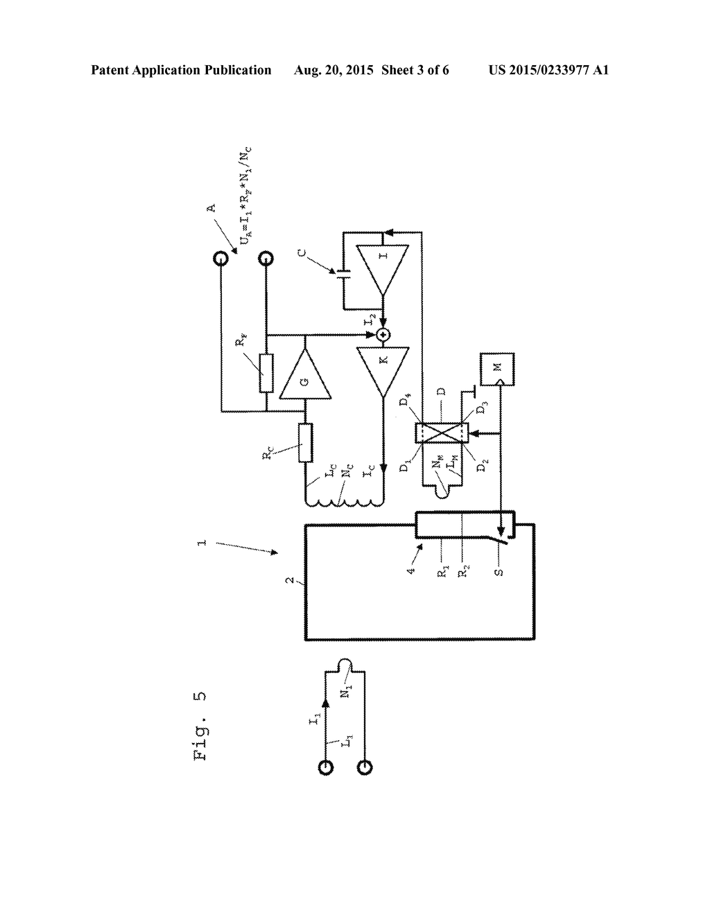 DEVICE FOR THE INSULATED MEASUREMENT OF CURRENT AND A METHOD FOR THE     INSULATED DETERMINATION OF CURRENT - diagram, schematic, and image 04