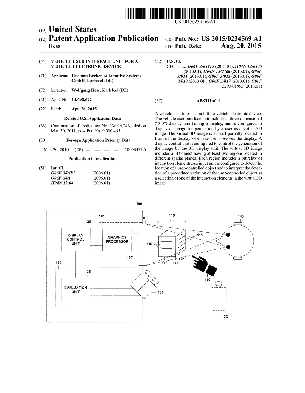 VEHICLE USER INTERFACE UNIT FOR A VEHICLE ELECTRONIC DEVICE - diagram, schematic, and image 01