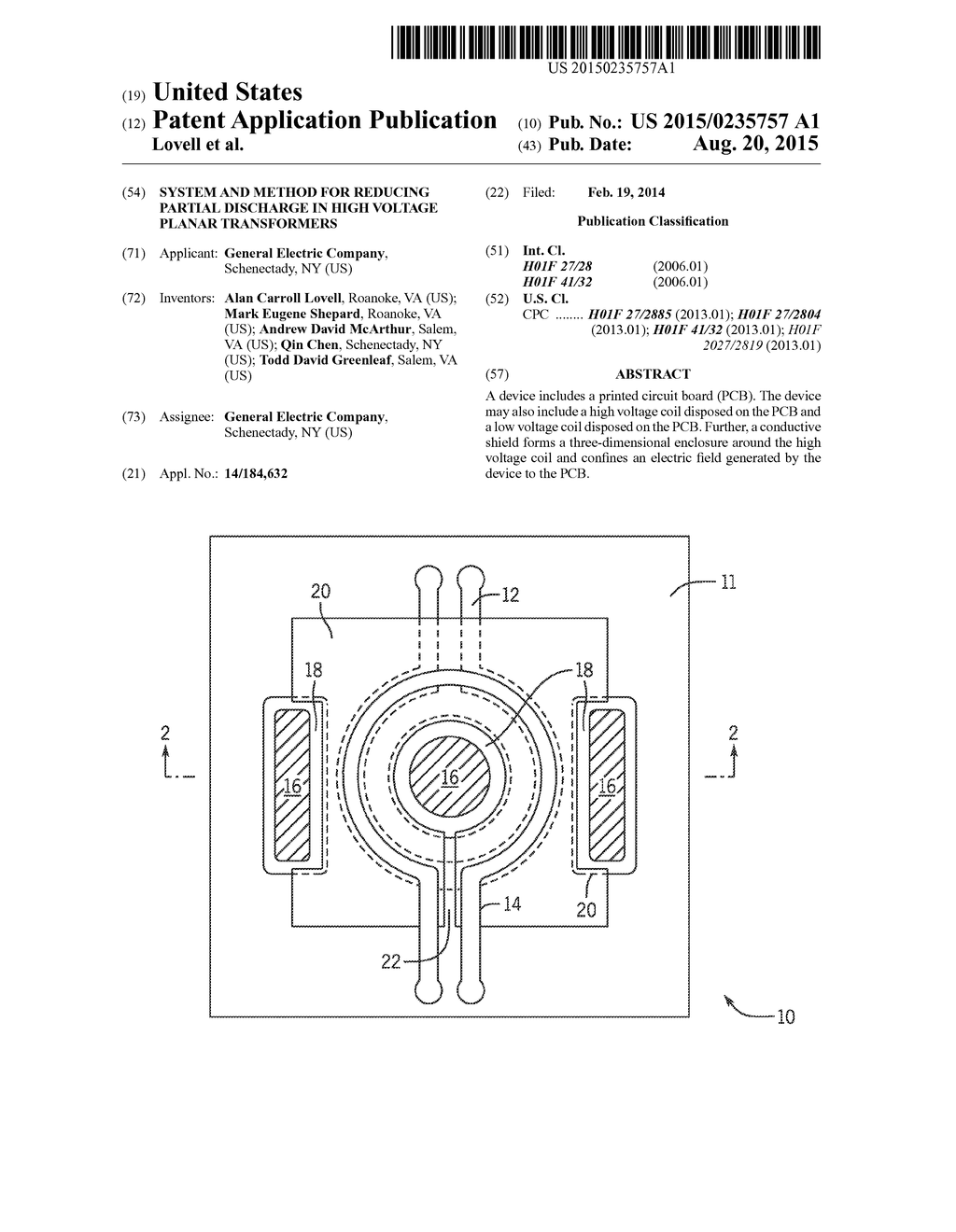 SYSTEM AND METHOD FOR REDUCING PARTIAL DISCHARGE IN HIGH VOLTAGE PLANAR     TRANSFORMERS - diagram, schematic, and image 01