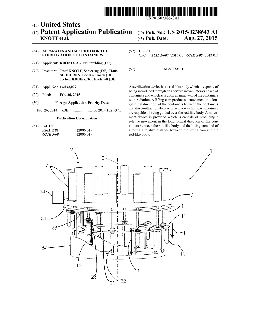 APPARATUS AND METHOD FOR THE STERILIZATION OF CONTAINERS - diagram, schematic, and image 01