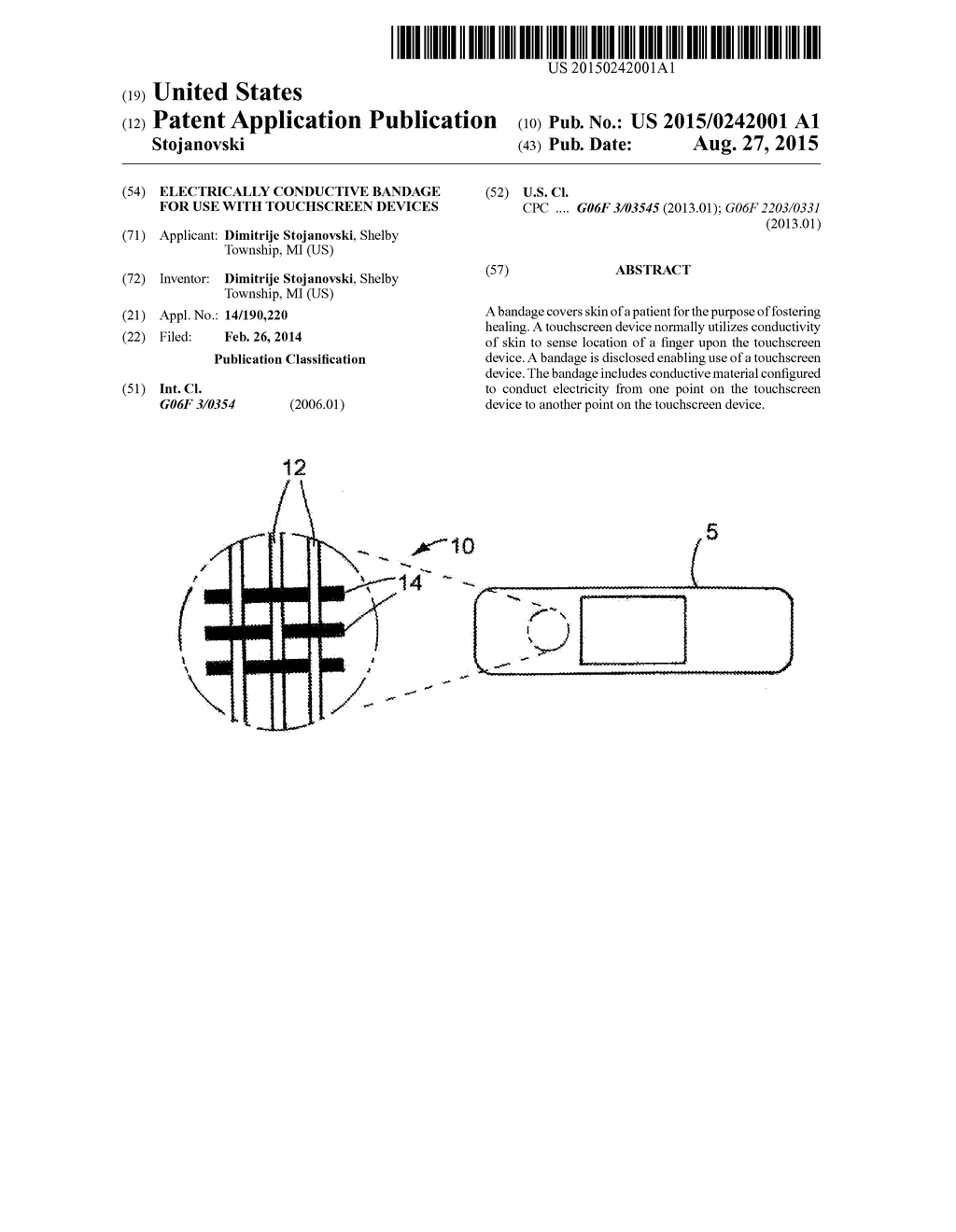 ELECTRICALLY CONDUCTIVE BANDAGE FOR USE WITH TOUCHSCREEN DEVICES - diagram, schematic, and image 01