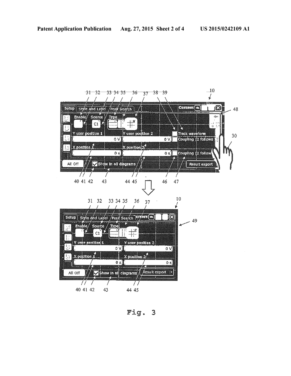 MEASURING DEVICE AND A MEASURING METHOD WITH USER DIALOGS CAPABLE OF BEING     ADAPTED IN SIZE AND INFORMATION CONTENT - diagram, schematic, and image 03