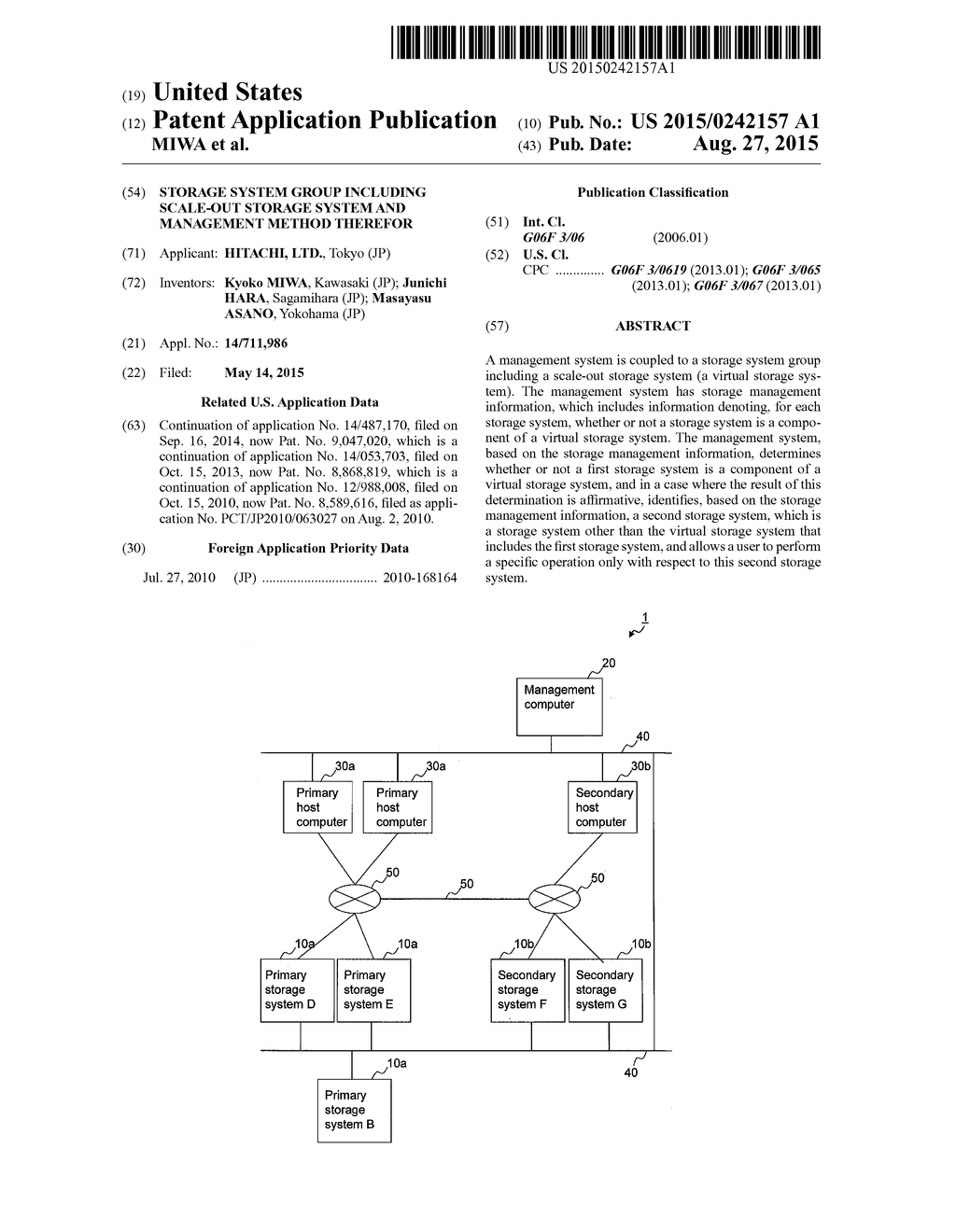 STORAGE SYSTEM GROUP INCLUDING SCALE-OUT STORAGE SYSTEM AND MANAGEMENT     METHOD THEREFOR - diagram, schematic, and image 01