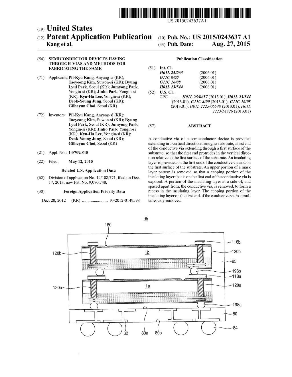 SEMICONDUCTOR DEVICES HAVING THROUGH-VIAS AND METHODS FOR FABRICATING THE     SAME - diagram, schematic, and image 01