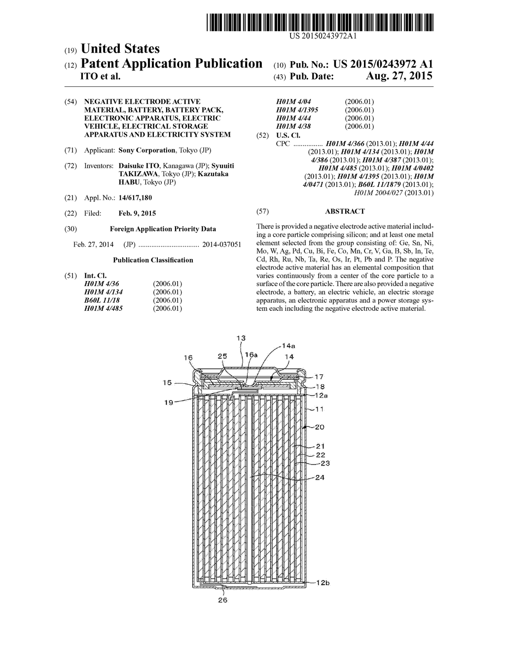 NEGATIVE ELECTRODE ACTIVE MATERIAL, BATTERY, BATTERY PACK, ELECTRONIC     APPARATUS, ELECTRIC VEHICLE, ELECTRICAL STORAGE APPARATUS AND ELECTRICITY     SYSTEM - diagram, schematic, and image 01