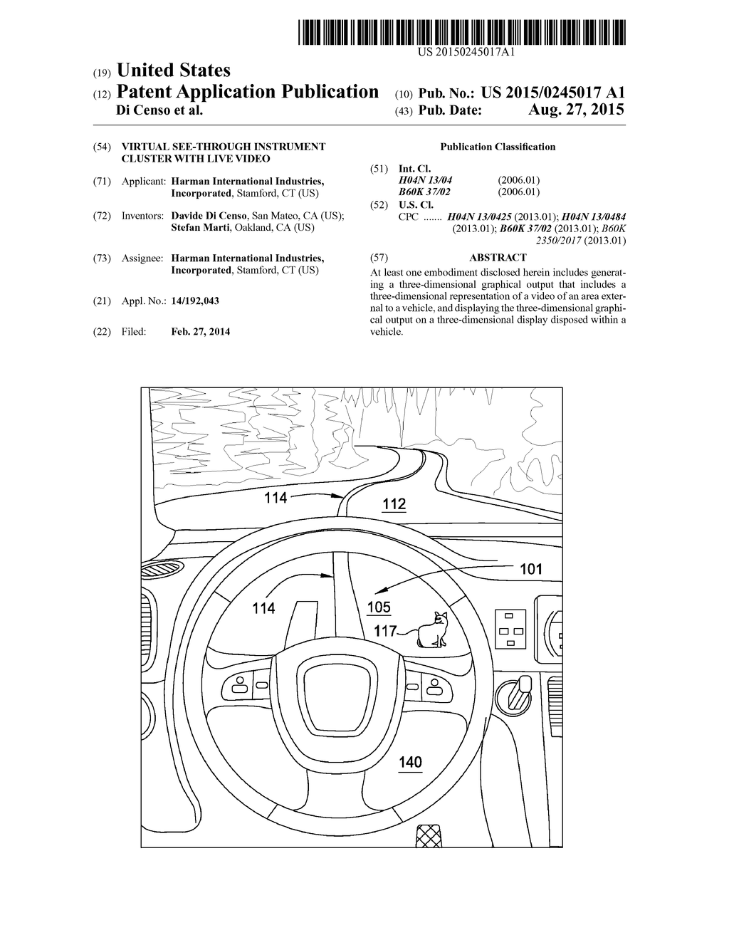 VIRTUAL SEE-THROUGH INSTRUMENT CLUSTER WITH LIVE VIDEO - diagram, schematic, and image 01