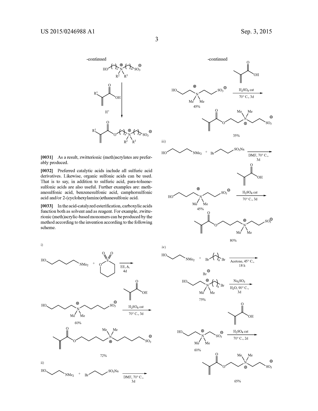 METHOD FOR PRODUCING ZWITTERIONIC MONOMERS AND USE OF SAID MONOMERS - diagram, schematic, and image 04
