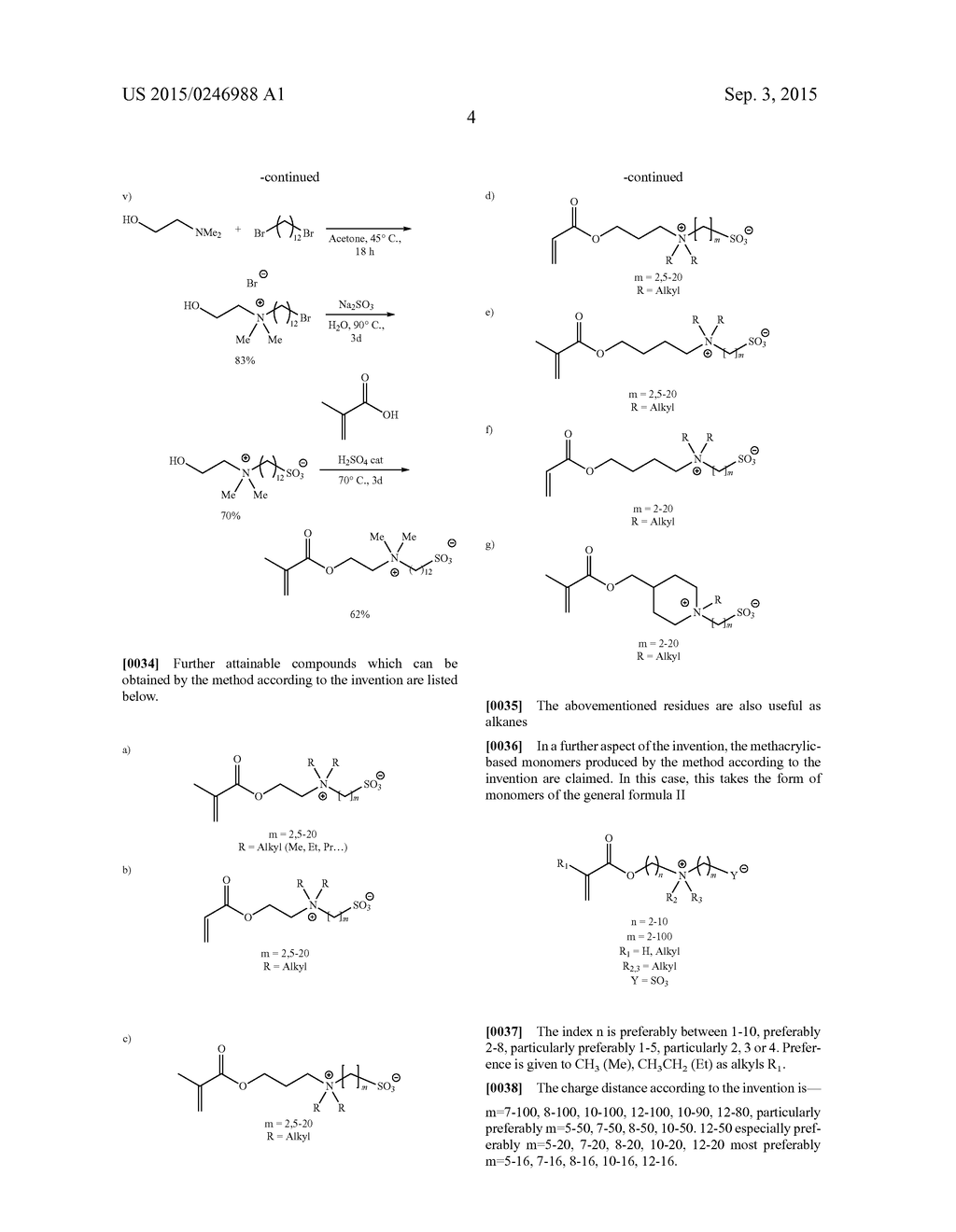 METHOD FOR PRODUCING ZWITTERIONIC MONOMERS AND USE OF SAID MONOMERS - diagram, schematic, and image 05