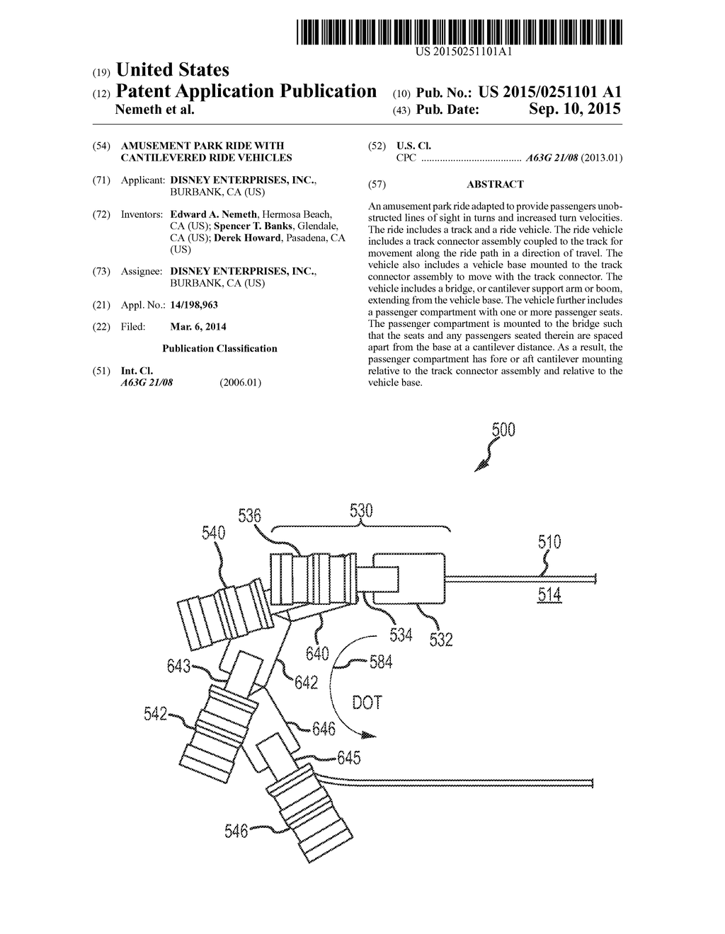 AMUSEMENT PARK RIDE WITH CANTILEVERED RIDE VEHICLES - diagram, schematic, and image 01