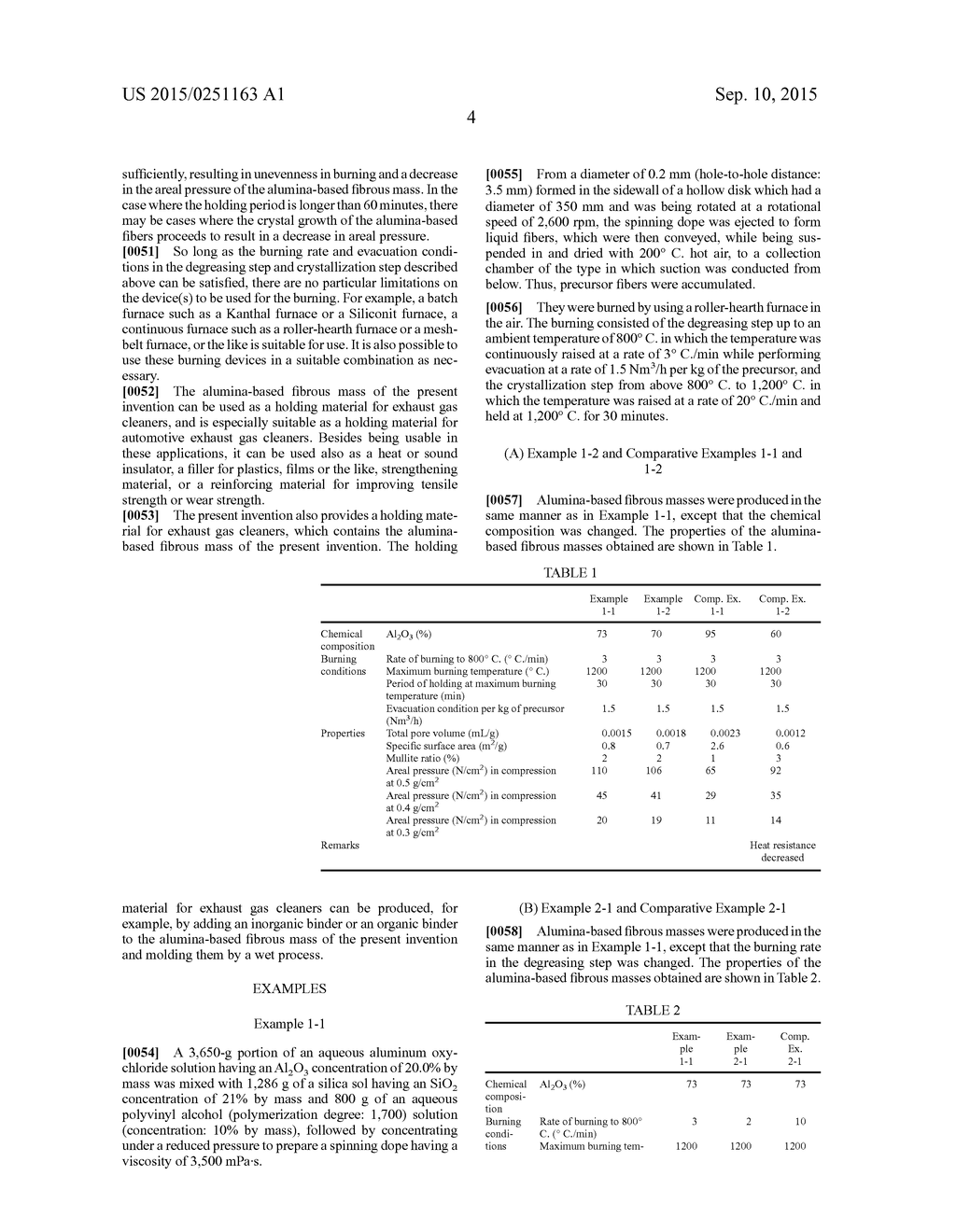 ALUMINA-BASED FIBROUS MASS, PROCESS FOR PRODUCING SAME, AND USE - diagram, schematic, and image 05