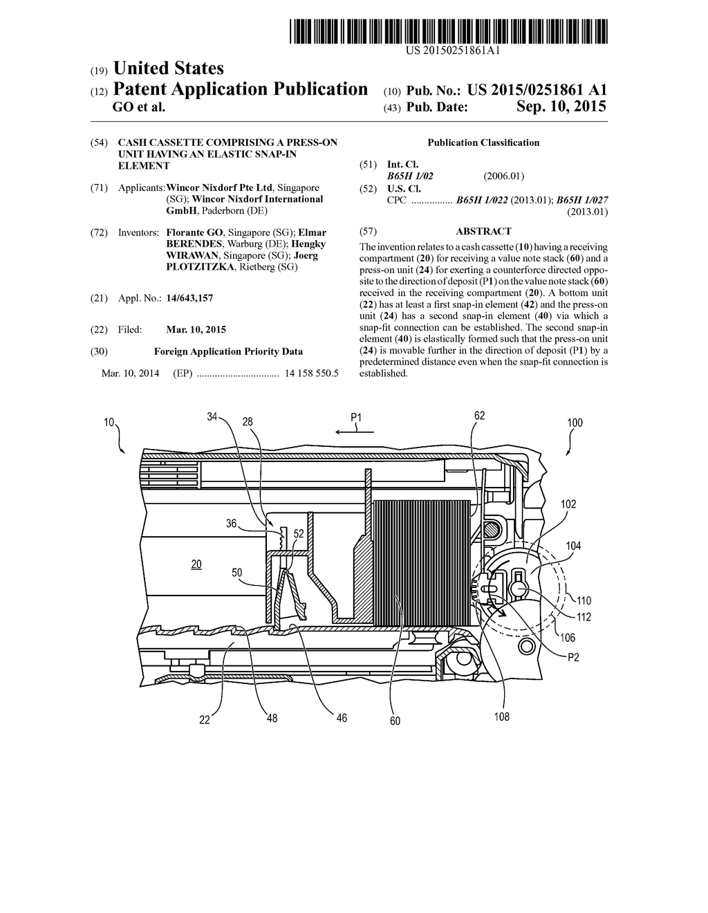 CASH CASSETTE COMPRISING A PRESS-ON UNIT HAVING AN ELASTIC SNAP-IN ELEMENT - diagram, schematic, and image 01