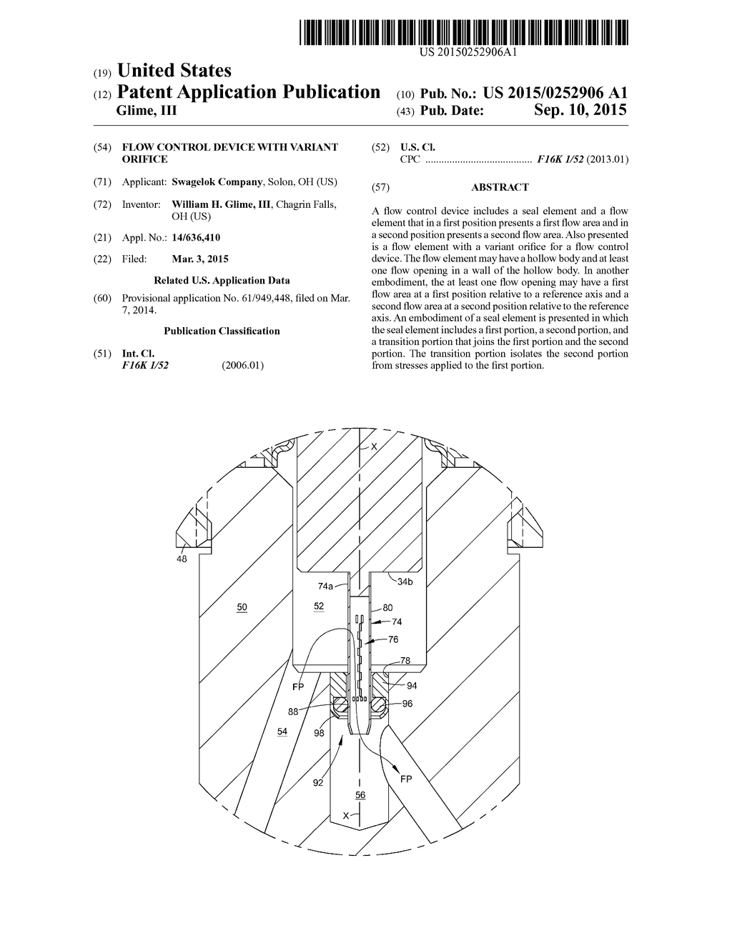 FLOW CONTROL DEVICE WITH VARIANT ORIFICE - diagram, schematic, and image 01