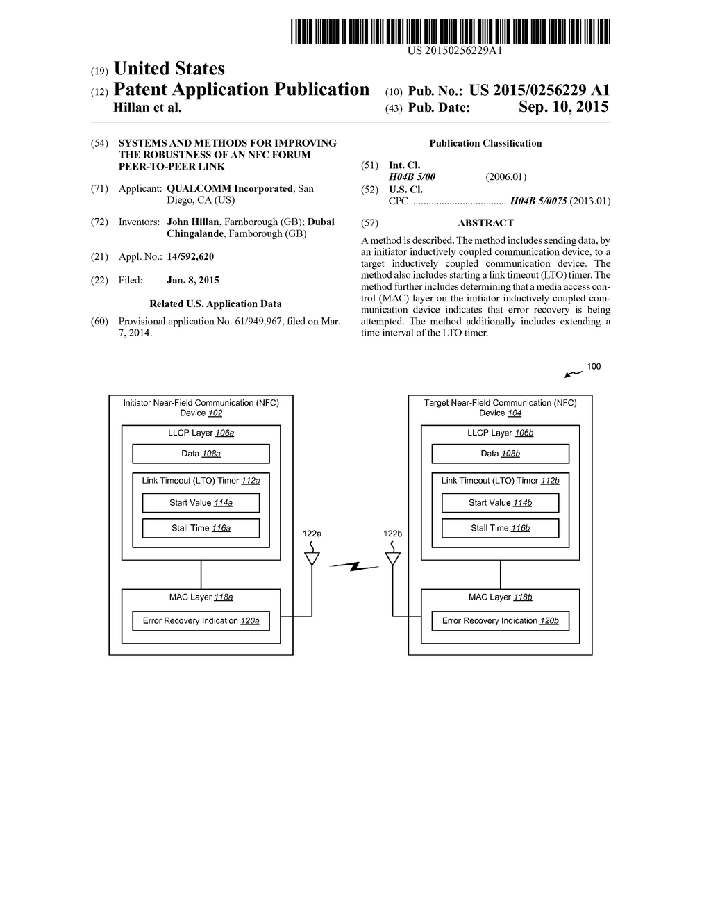 SYSTEMS AND METHODS FOR IMPROVING THE ROBUSTNESS OF AN NFC FORUM     PEER-TO-PEER LINK - diagram, schematic, and image 01