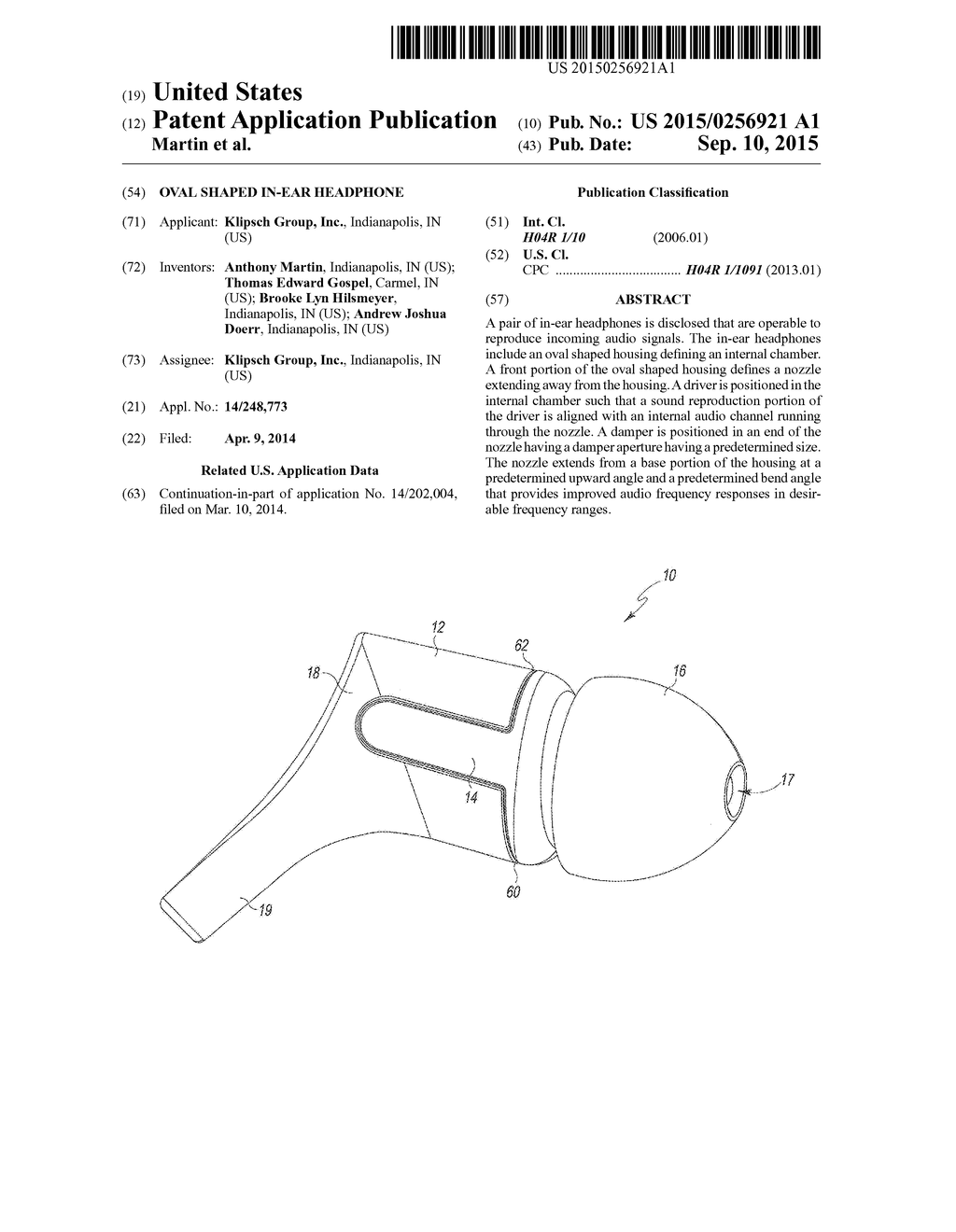 Oval Shaped In-Ear Headphone - diagram, schematic, and image 01