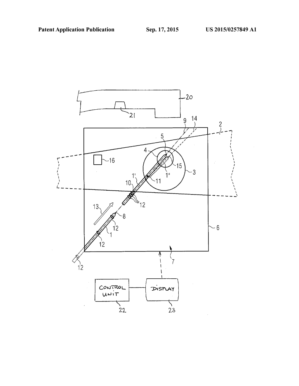 NAVIGATION AID FOR INTRODUCING AN ELONGATE MEDICAL PENETRATION ELEMENT     INTO A PATIENT - diagram, schematic, and image 02