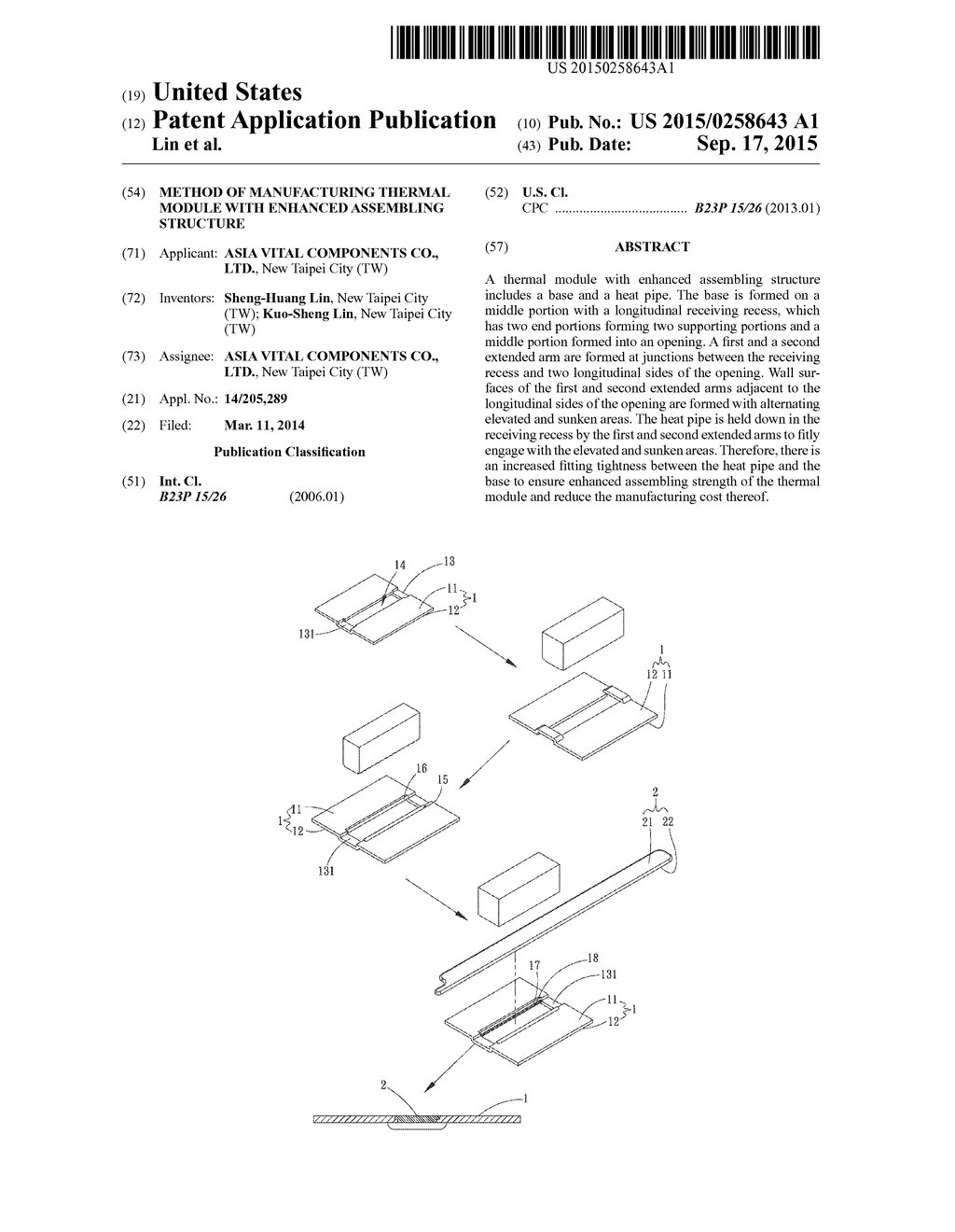 METHOD OF MANUFACTURING THERMAL MODULE WITH ENHANCED ASSEMBLING STRUCTURE - diagram, schematic, and image 01