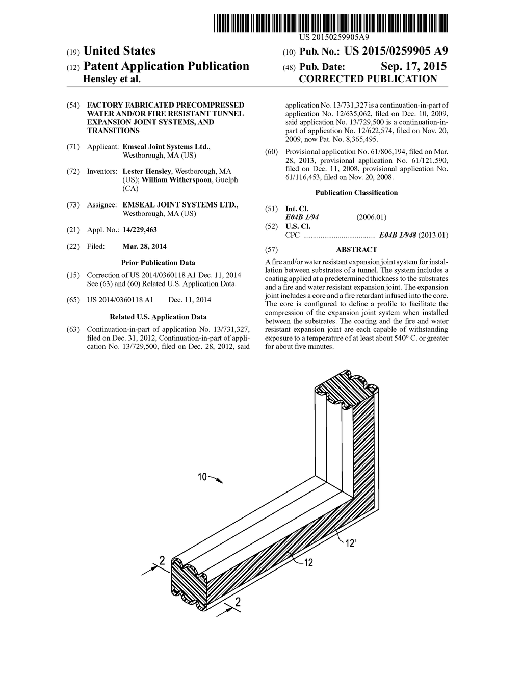 FACTORY FABRICATED PRECOMPRESSED WATER AND/OR FIRE RESISTANT TUNNEL     EXPANSION JOINT SYSTEMS, AND TRANSITIONS - diagram, schematic, and image 01