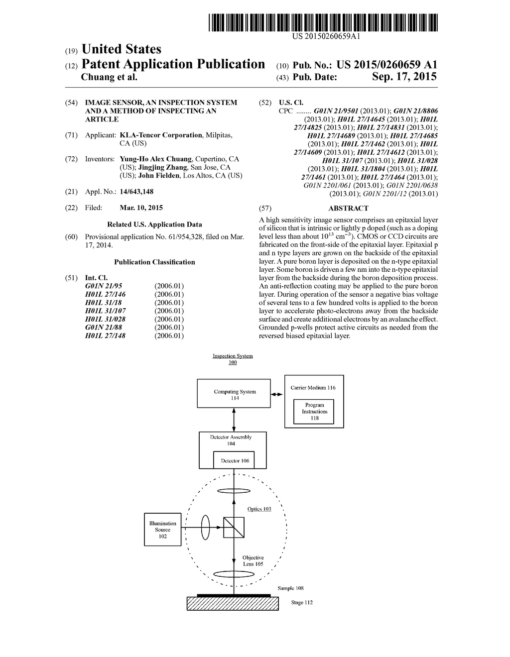 Image Sensor, An Inspection System And A Method Of Inspecting An Article - diagram, schematic, and image 01