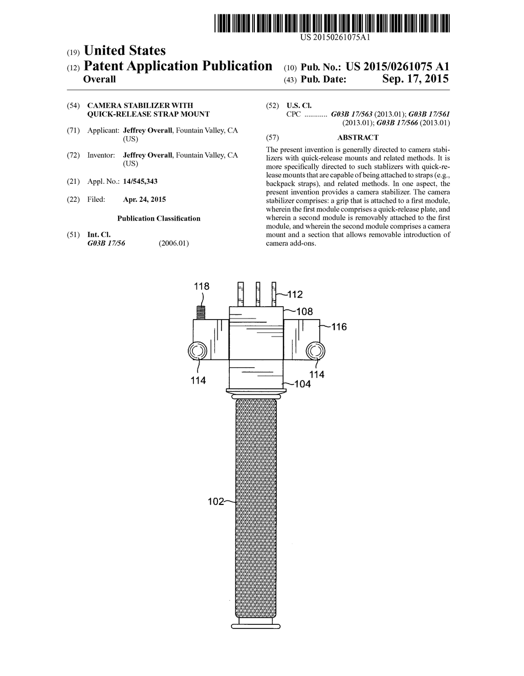 Camera stabilizer with quick-release strap mount - diagram, schematic, and image 01