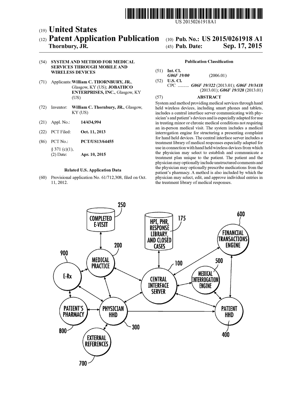 SYSTEM AND METHOD FOR MEDICAL SERVICES THROUGH MOBILE AND WIRELESS DEVICES - diagram, schematic, and image 01