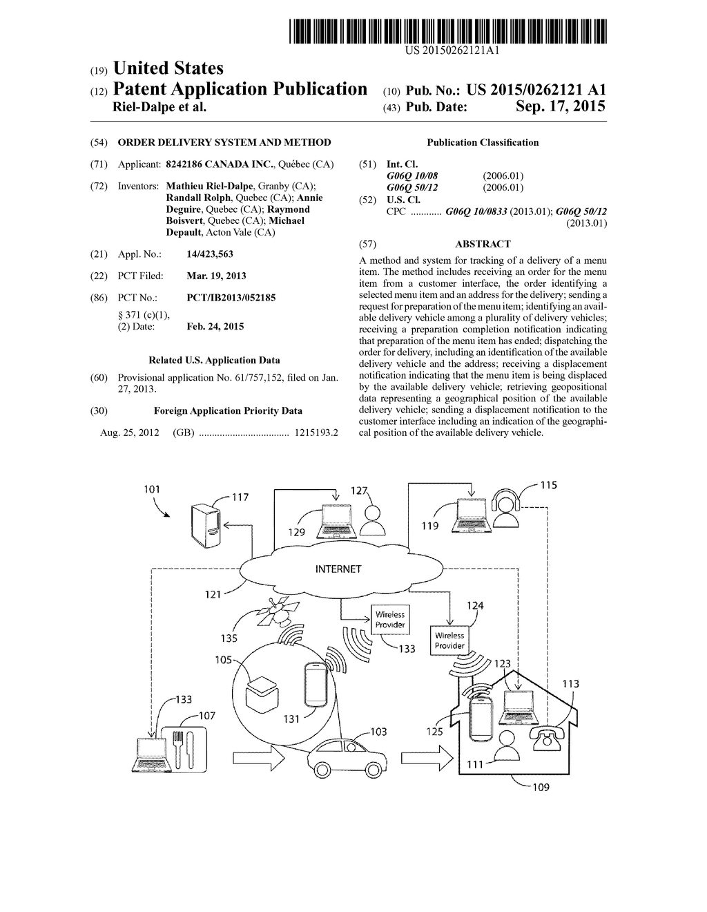 ORDER DELIVERY SYSTEM AND METHOD - diagram, schematic, and image 01