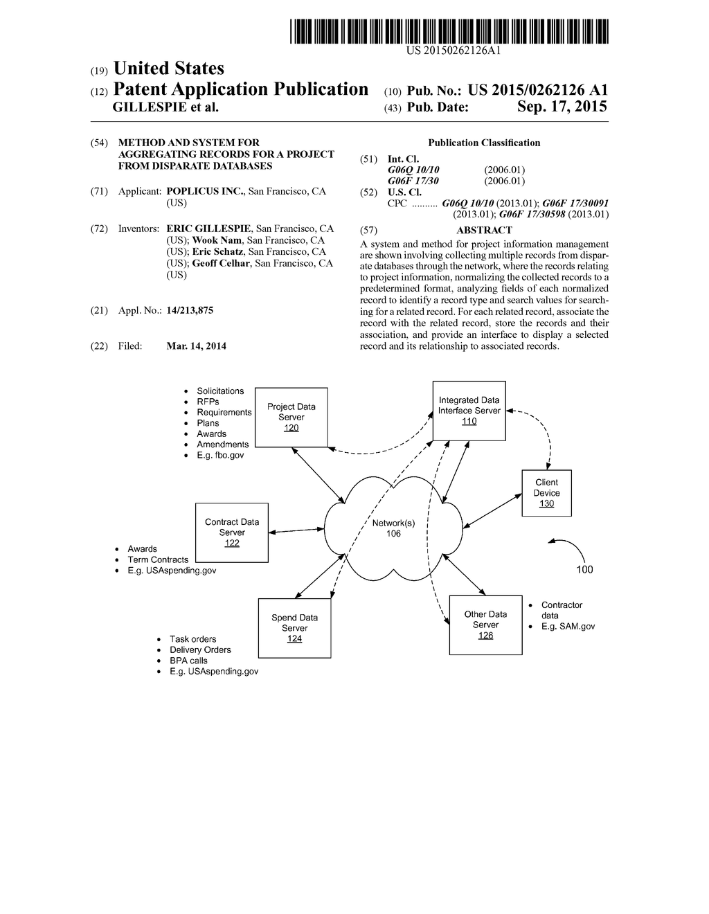 METHOD AND SYSTEM FOR AGGREGATING RECORDS FOR A PROJECT FROM DISPARATE     DATABASES - diagram, schematic, and image 01