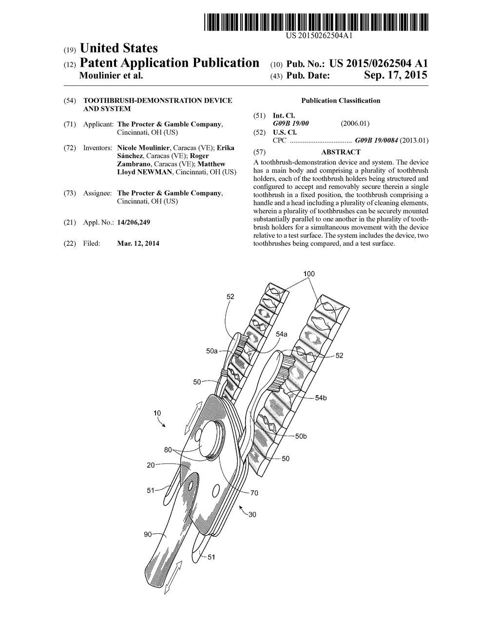 TOOTHBRUSH-DEMONSTRATION DEVICE AND SYSTEM - diagram, schematic, and image 01