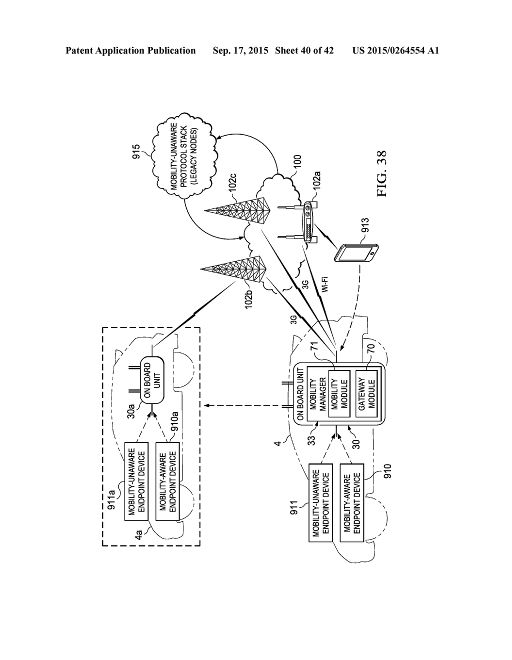 SYSTEM AND METHOD FOR ROUTING, MOBILITY, APPLICATION SERVICES, DISCOVERY,     AND SENSING IN A VEHICULAR NETWORK ENVIRONMENT - diagram, schematic, and image 41