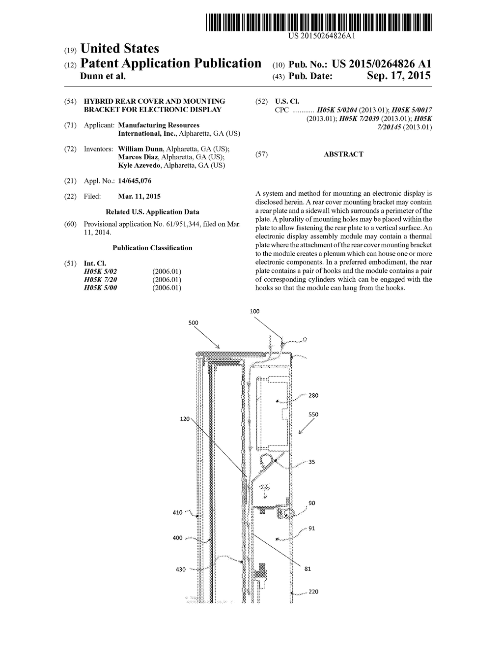 Hybrid Rear Cover and Mounting Bracket for Electronic Display - diagram, schematic, and image 01