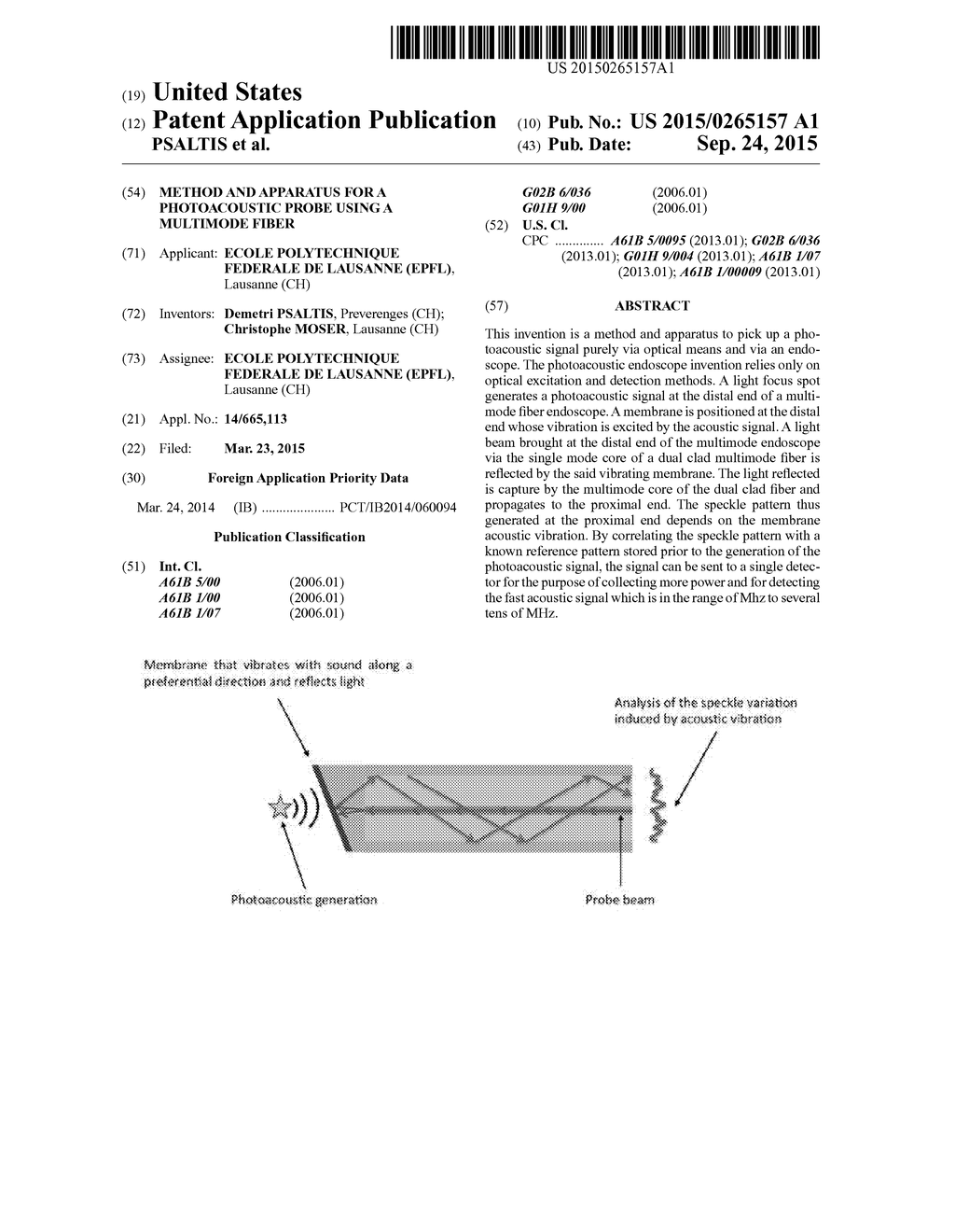 METHOD AND APPARATUS FOR A PHOTOACOUSTIC PROBE USING A MULTIMODE FIBER - diagram, schematic, and image 01