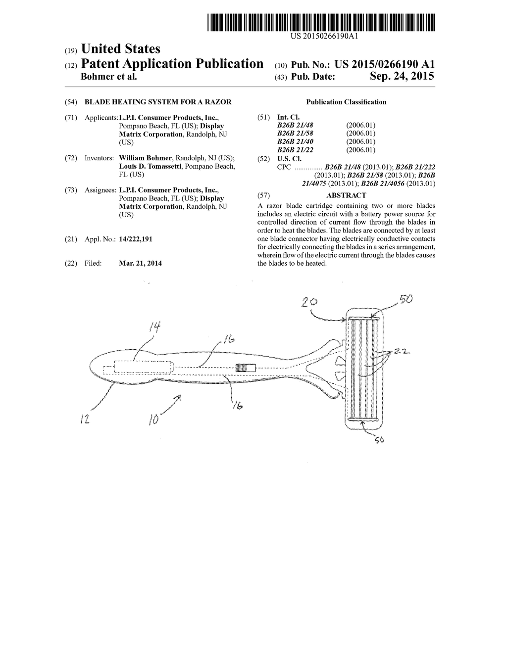 BLADE HEATING SYSTEM FOR A RAZOR - diagram, schematic, and image 01