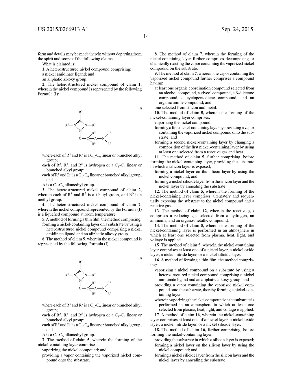 NICKEL COMPOUND AND METHOD OF FORMING THIN FILM USING THE NICKEL COMPOUND - diagram, schematic, and image 29