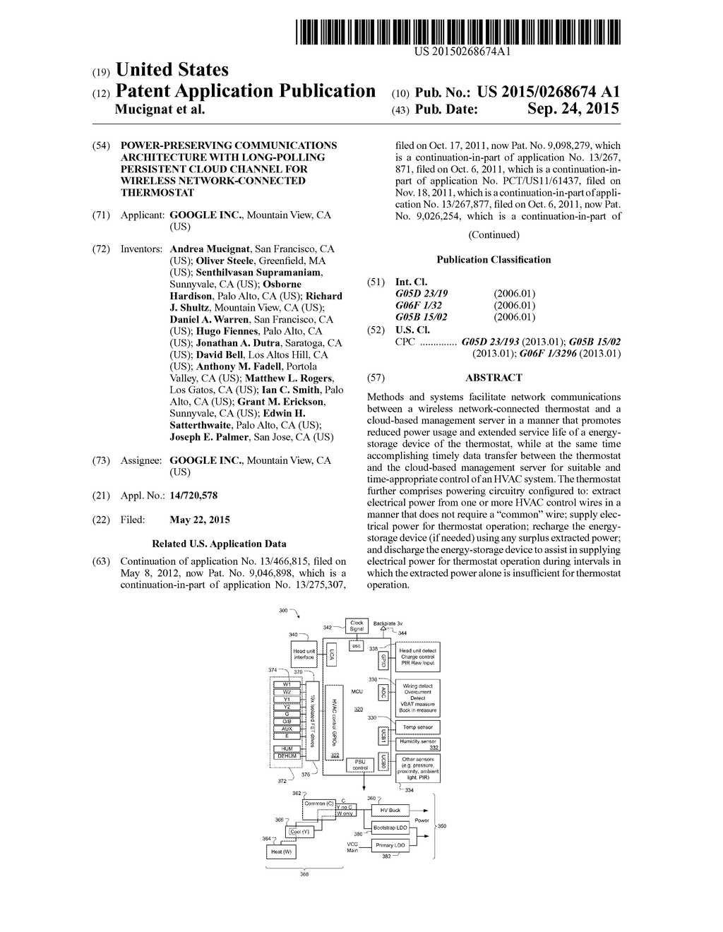 POWER-PRESERVING COMMUNICATIONS ARCHITECTURE WITH LONG-POLLING PERSISTENT     CLOUD CHANNEL FOR WIRELESS NETWORK-CONNECTED THERMOSTAT - diagram, schematic, and image 01