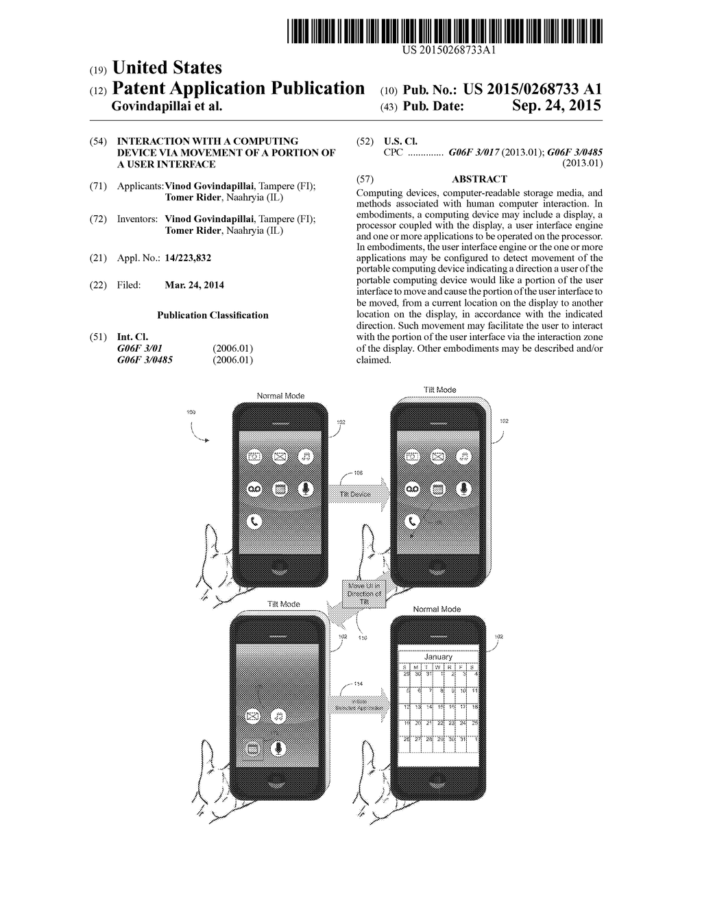 INTERACTION WITH A COMPUTING DEVICE VIA MOVEMENT OF A PORTION OF A USER     INTERFACE - diagram, schematic, and image 01