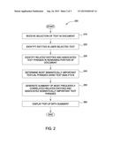 AUTOMATIC DISCOVERY AND PRESENTATION OF TOPIC SUMMARIES RELATED TO A     SELECTION OF TEXT diagram and image