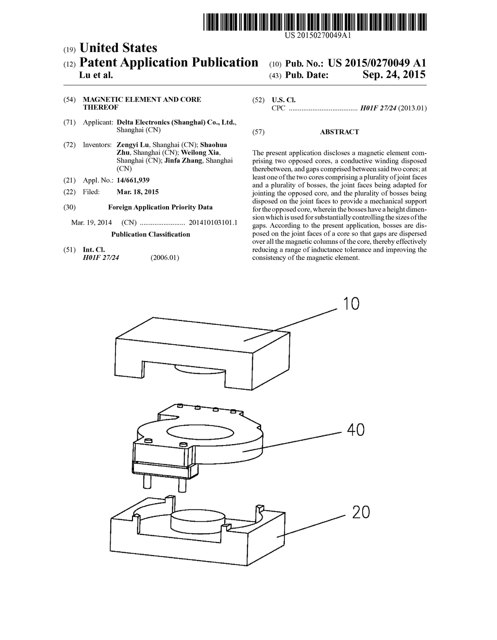 MAGNETIC ELEMENT AND CORE THEREOF - diagram, schematic, and image 01