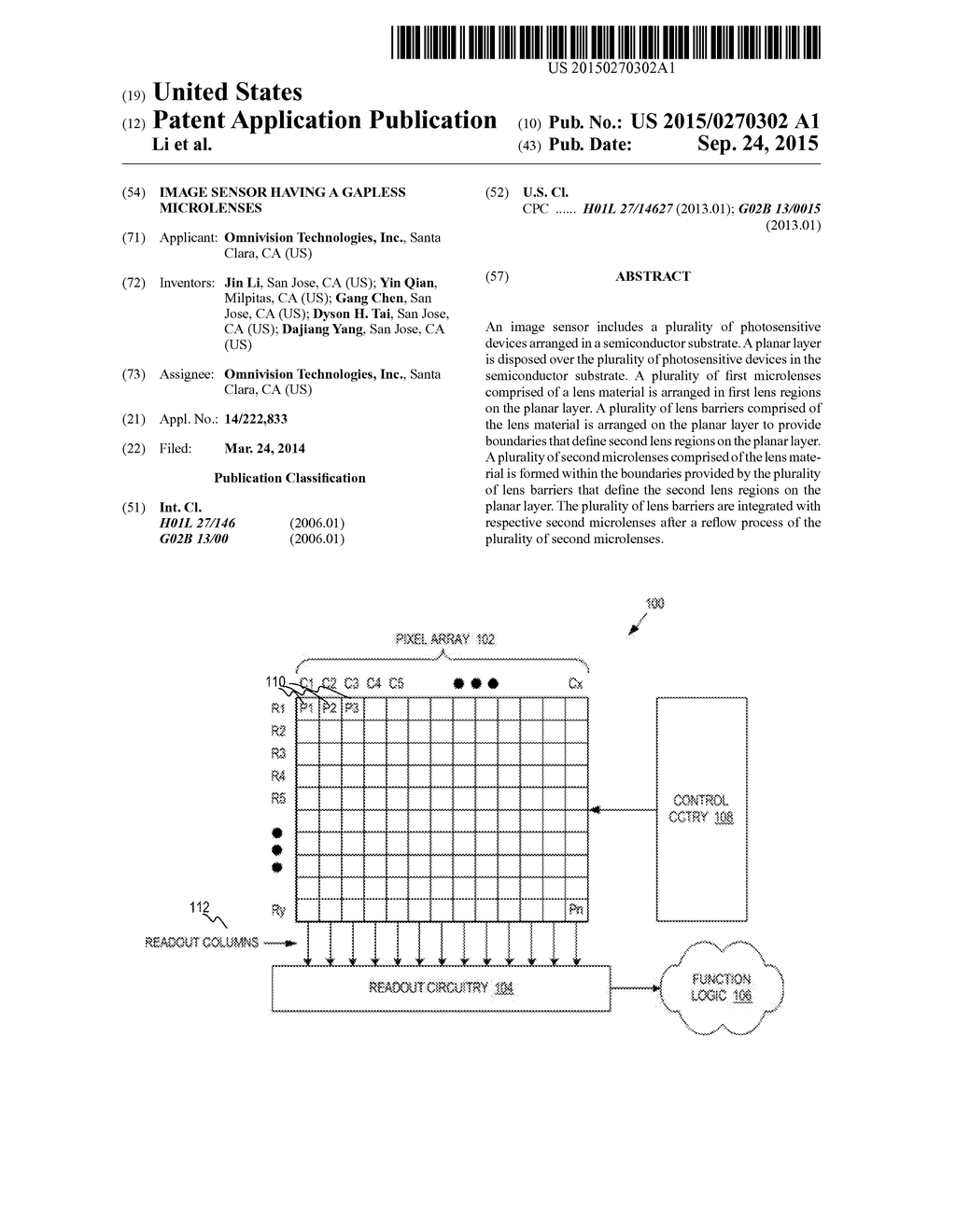 IMAGE SENSOR HAVING A GAPLESS MICROLENSES - diagram, schematic, and image 01