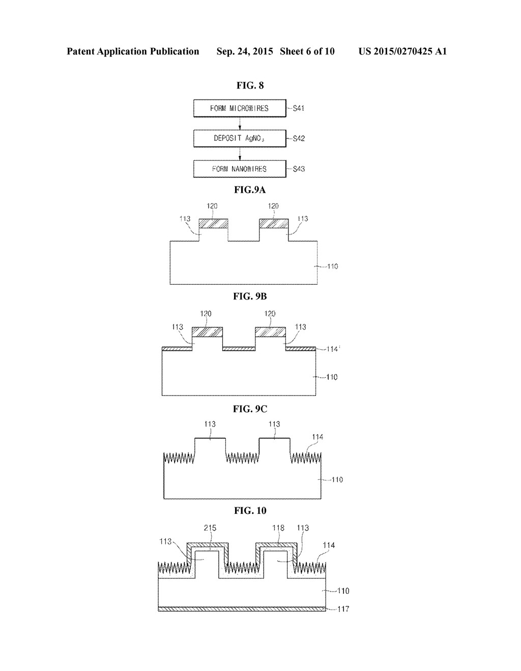 METHOD FOR MANUFACTURING SOLAR CELLS HAVING NANO-MICRO COMPOSITE STRUCTURE     ON SILICON SUBSTRATE AND SOLAR CELLS MANUFACTURED THEREBY - diagram, schematic, and image 07