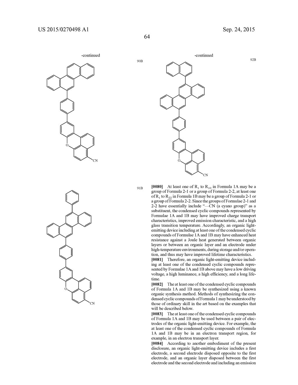 CONDENSED CYCLIC COMPOUND AND ORGANIC LIGHT-EMITTING DEVICE COMPRISING THE     SAME - diagram, schematic, and image 66
