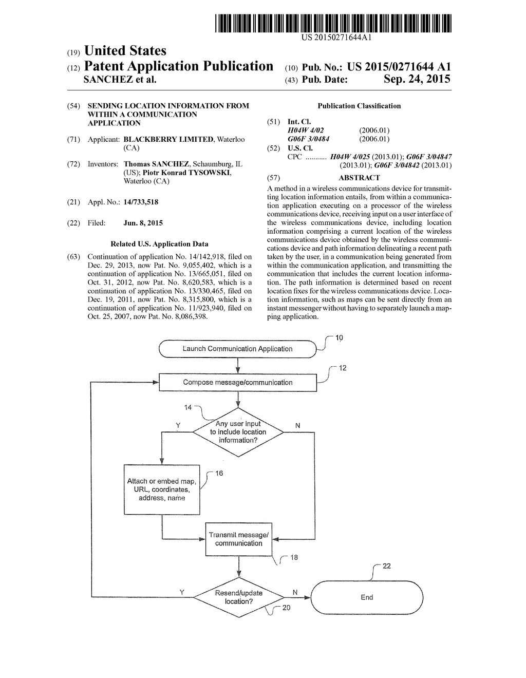 SENDING LOCATION INFORMATION FROM WITHIN A COMMUNICATION APPLICATION - diagram, schematic, and image 01