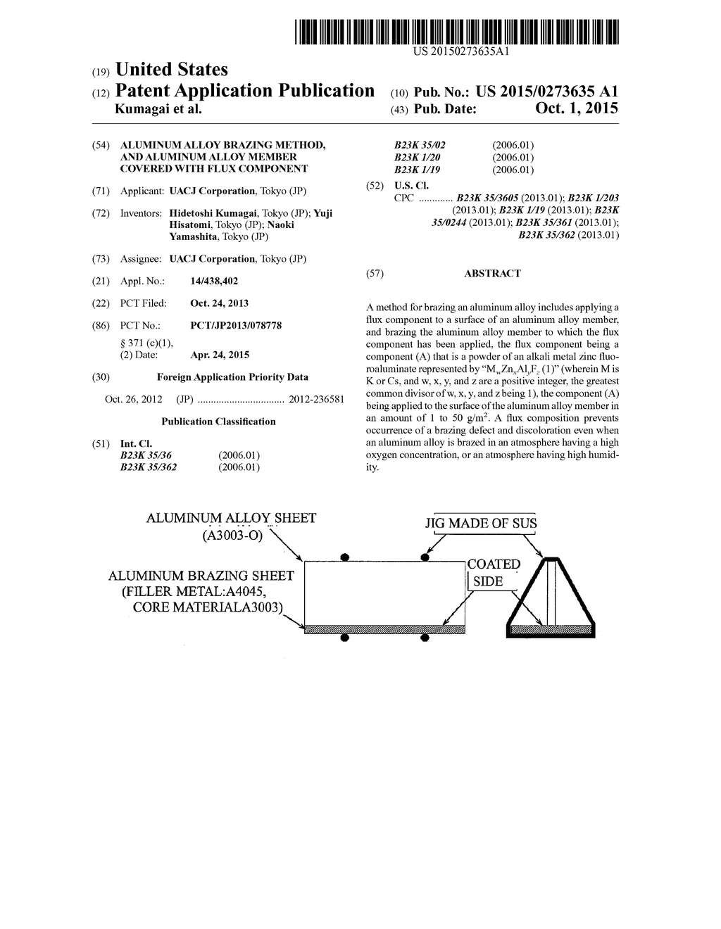 ALUMINUM ALLOY BRAZING METHOD, AND ALUMINUM ALLOY MEMBER COVERED WITH FLUX     COMPONENT - diagram, schematic, and image 01