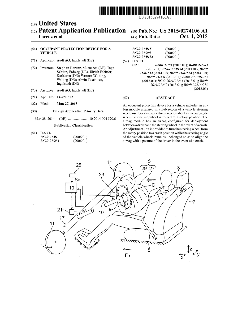 OCCUPANT PROTECTION DEVICE FOR A VEHICLE - diagram, schematic, and image 01