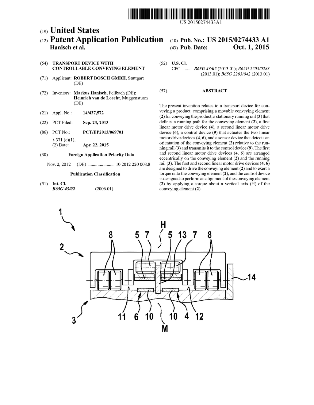 TRANSPORT DEVICE WITH CONTROLLABLE CONVEYING ELEMENT - diagram, schematic, and image 01