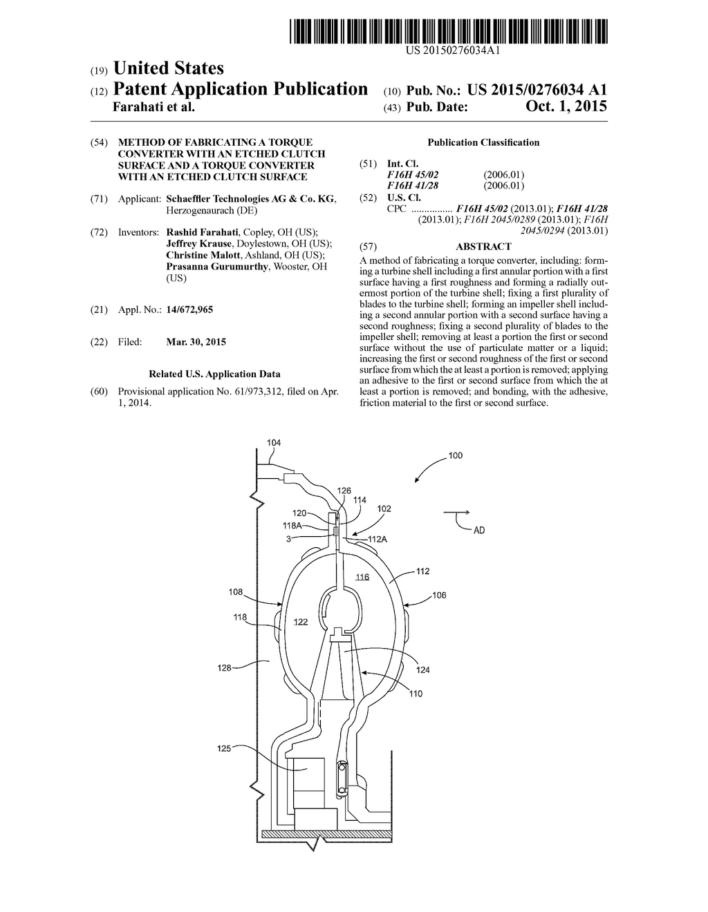 METHOD OF FABRICATING A TORQUE CONVERTER WITH AN ETCHED CLUTCH SURFACE AND     A TORQUE CONVERTER WITH AN ETCHED CLUTCH SURFACE - diagram, schematic, and image 01